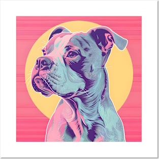 Retro American Staffordshire Terrier: Pastel Pup Revival Posters and Art